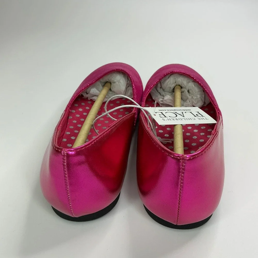 The Children's Place Pink Ballet Flats Youth Size 2 Metallic Fiesta Pink Sparkle